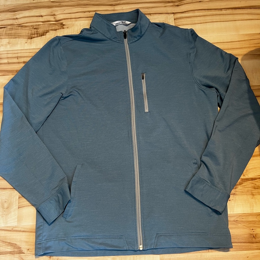 Travis Mathew Blue Lightweight Shirt Jacket with Stand-Up Collar